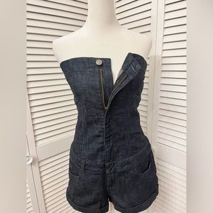 Denim Jumper Zip up strapless shorts